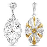 0.54 Carat Genuine White Diamond and Yellow Diamond .925 Sterling Silver Earrings - Fashion Apparel 
