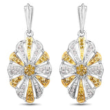 0.54 Carat Genuine White Diamond and Yellow Diamond .925 Sterling Silver Earrings - Fashion Apparel 