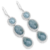 21.32 Carat Genuine Milky Aquamarine .925 Sterling Silver Earrings - Fashion Apparel 
