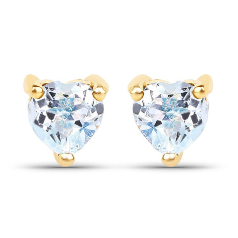 0.70 Carat Genuine Blue Topaz 10K Yellow Gold Earrings - Fashion Apparel 