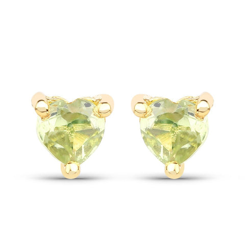 0.50 Carat Genuine Peridot 10K Yellow Gold Earrings - Fashion Apparel 
