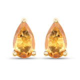 0.44 Carat Genuine Citrine 10K Yellow Gold Earrings - Fashion Apparel 