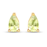0.44 Carat Genuine Peridot 10K Yellow Gold Earrings - Fashion Apparel 