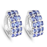 6.94 Carat Genuine Tanzanite and White Diamond .925 Sterling Silver Earrings - Fashion Apparel 