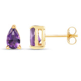 0.38 Carat Genuine Amethyst 10K Yellow Gold Earrings - Fashion Apparel 