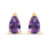 0.38 Carat Genuine Amethyst 10K Yellow Gold Earrings - Fashion Apparel 