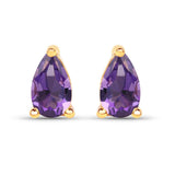 0.38 Carat Genuine Amethyst 10K Yellow Gold Earrings - Fashion Apparel 