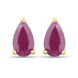 0.50 Carat Genuine Ruby 10K Yellow Gold Earrings - Fashion Apparel 