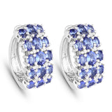6.94 Carat Genuine Tanzanite and White Diamond .925 Sterling Silver Earrings - Fashion Apparel 