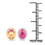 2.06 Carat Genuine Ruby and White Diamond 14K Yellow Gold Earrings - Fashion Apparel 