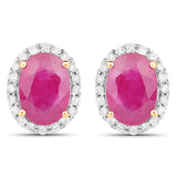 2.06 Carat Genuine Ruby and White Diamond 14K Yellow Gold Earrings - Fashion Apparel 