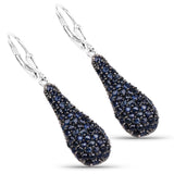 3.42 Carat Genuine Blue Sapphire .925 Sterling Silver Earrings - Fashion Apparel 