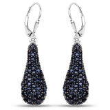 3.42 Carat Genuine Blue Sapphire .925 Sterling Silver Earrings - Fashion Apparel 