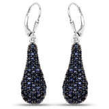 3.42 Carat Genuine Blue Sapphire .925 Sterling Silver Earrings - Fashion Apparel 