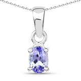 0.44 Carat Genuine Tanzanite .925 Sterling Silver Pendant - Fashion Apparel 