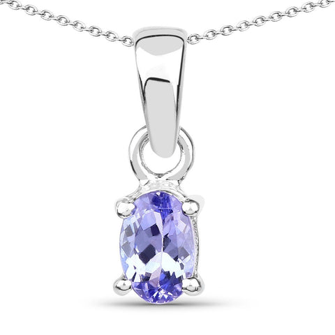 0.44 Carat Genuine Tanzanite .925 Sterling Silver Pendant - Fashion Apparel 