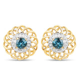 14K Yellow Gold Plated 0.64 Carat Genuine London Blue Topaz .925 Sterling Silver Earrings - Fashion Apparel 