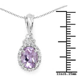 2.02 Carat Genuine Amethyst and White Topaz .925 Sterling Silver Pendant - Fashion Apparel 
