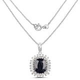 8.66 Carat Dyed Sapphire and White Topaz .925 Sterling Silver Pendant - Fashion Apparel 
