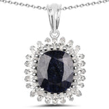 8.66 Carat Dyed Sapphire and White Topaz .925 Sterling Silver Pendant - Fashion Apparel 
