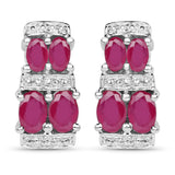 3.20 Carat Glass Filled Ruby .925 Sterling Silver Earrings - Fashion Apparel 