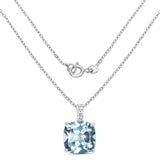 4.47 Carat Genuine Blue Topaz and White Topaz .925 Sterling Silver Pendant - Fashion Apparel 