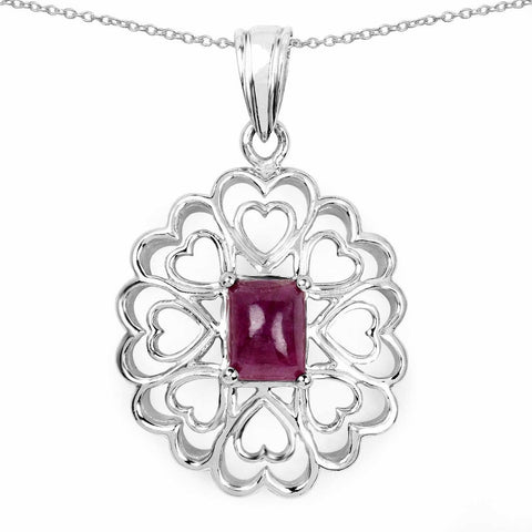 3.48 Carat Genuine Ruby .925 Sterling Silver Pendant - Fashion Apparel 