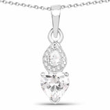 2.57 Carat Genuine White Cubic Zirconia .925 Sterling Silver Pendant - Fashion Apparel 