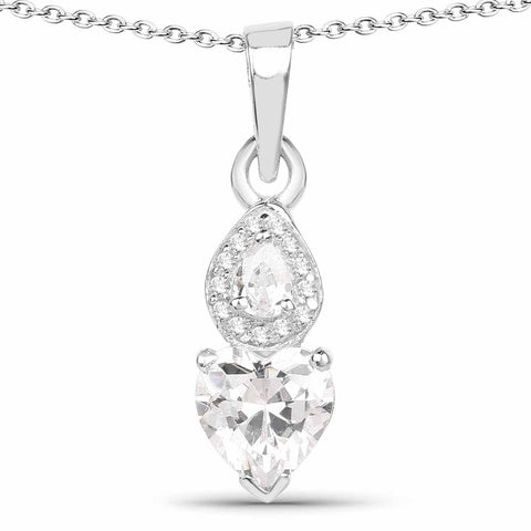 2.57 Carat Genuine White Cubic Zirconia .925 Sterling Silver Pendant - Fashion Apparel 