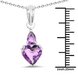 2.37 Carat Genuine Amethyst .925 Sterling Silver Pendant - Fashion Apparel 