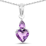 2.37 Carat Genuine Amethyst .925 Sterling Silver Pendant - Fashion Apparel 