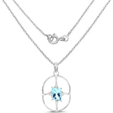 5.26 Carat Genuine Swiss Blue Topaz .925 Sterling Silver Pendant - Fashion Apparel 