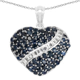 4.60 Carat Genuine Blue Sapphire and White Topaz .925 Sterling Silver Pendant - Fashion Apparel 