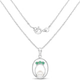 2.25 Carat Genuine Pearl and Emerald .925 Sterling Silver Pendant - Fashion Apparel 
