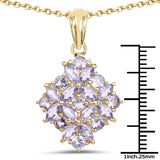 14K Yellow Gold Plated 2.58 Carat Genuine Tanzanite .925 Sterling Silver Pendant - Fashion Apparel 