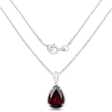 3.50 Carat Genuine Garnet .925 Sterling Silver Pendant - Fashion Apparel 