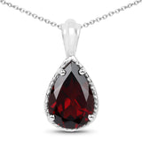 3.50 Carat Genuine Garnet .925 Sterling Silver Pendant - Fashion Apparel 