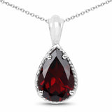 3.50 Carat Genuine Garnet .925 Sterling Silver Pendant - Fashion Apparel 