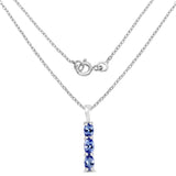0.75 Carat Genuine Tanzanite .925 Sterling Silver Pendant - Fashion Apparel 