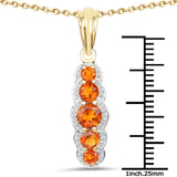 14K Yellow Gold Plated 1.11 Carat Genuine Citrine .925 Sterling Silver Pendant - Fashion Apparel 