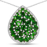 4.65 Carat Genuine Chrome Diopside .925 Sterling Silver Pendant - Fashion Apparel 