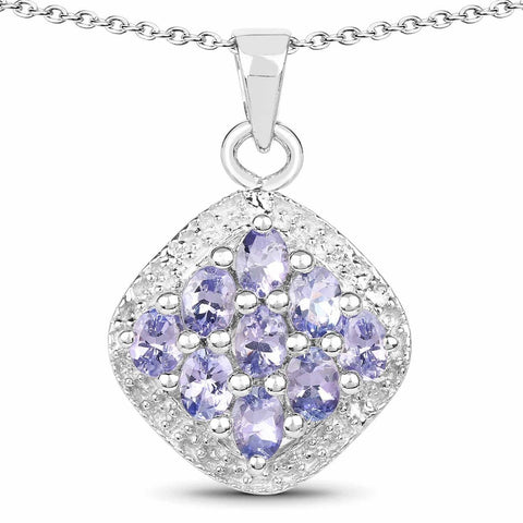 1.53 Carat Genuine Tanzanite .925 Sterling Silver Pendant - Fashion Apparel 