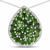 4.65 Carat Genuine Chrome Diopside .925 Sterling Silver Pendant - Fashion Apparel 