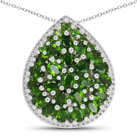 4.65 Carat Genuine Chrome Diopside .925 Sterling Silver Pendant - Fashion Apparel 