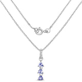 0.77 Carat Genuine Tanzanite and White Topaz .925 Sterling Silver Pendant - Fashion Apparel 