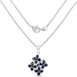 3.68 Carat Genuine Blue Sapphire .925 Sterling Silver Pendant - Fashion Apparel 