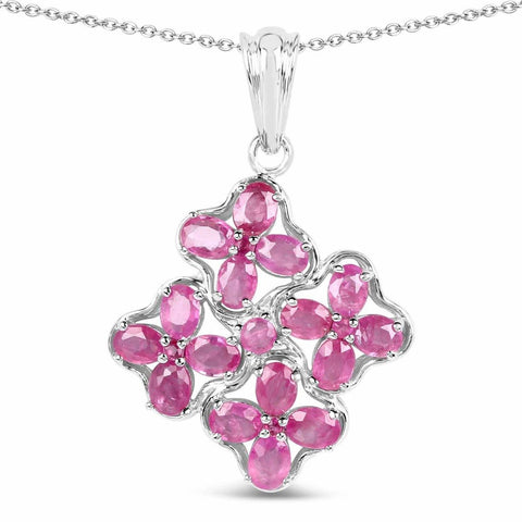 3.72 Carat Genuine Ruby .925 Sterling Silver Pendant - Fashion Apparel 