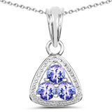 0.69 Carat Genuine Tanzanite .925 Sterling Silver Pendant - Fashion Apparel 