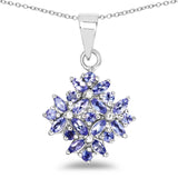 1.50 Carat Genuine Tanzanite .925 Sterling Silver Pendant - Fashion Apparel 