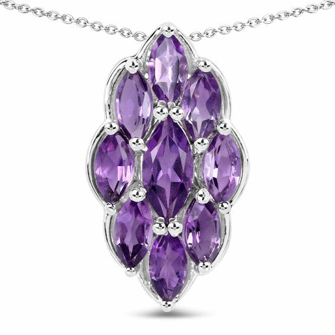 4.12 Carat Genuine Amethyst .925 Sterling Silver Pendant - Fashion Apparel 